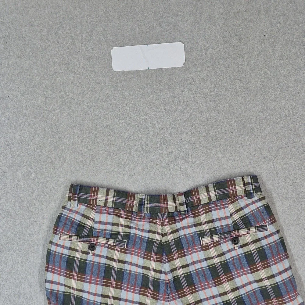 Brooks Brothers Men Shorts W38 Multicolor Cotton Linen Plaid Bermuda